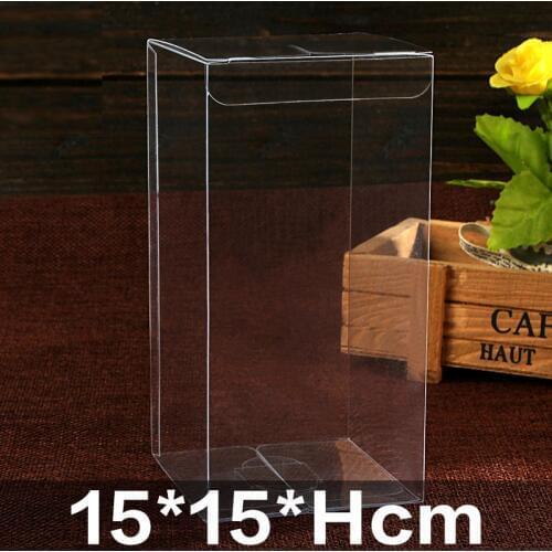 15*15*Hcm Clear PVC Square Gift Boxes Favor Candy Packing Souvenir Box Transparent Chocolate Bags Wedding Favor Party Supply