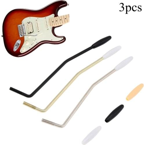 3pcs/lot 6mm Tremolo Arm Whammy Bar Vibrato Steel Black Gold Silver with Spare Caps for Electric Guitars