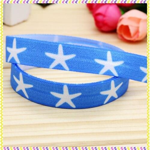 5/8'' Free shipping Fold Elastic FOE Starfish printed headband headwear hairband diy decoration wholesale OEM P4518