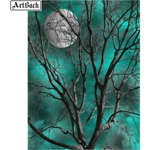 5d diamond painting tree moon diy 3d diamond mosaic art rhinestone crafts diamond embroidery landscape home decoration