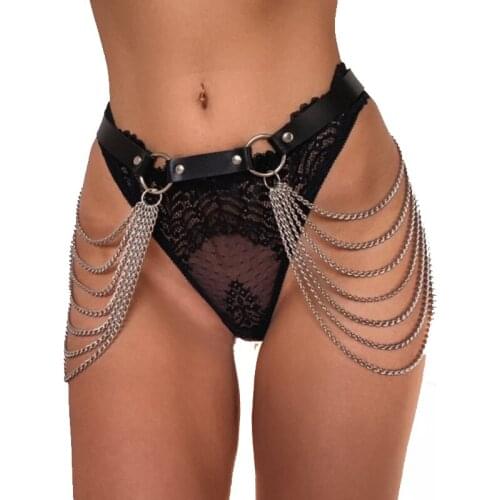 Bdsm Body Bondage Sexy Lingerie Leather Harness Women Chain Belt Gothic Garter Belt Leg Harness Erotic Waist Belt Goth Underwear