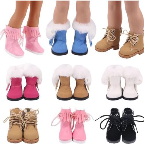 Martin Boots Snow Boots Winter Single Product For 14.5 Inch Wellie Wisher & 32-34 Cm Paola Reina,Fringed Boots Solid Color,Gifts