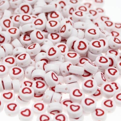 100Pcs 4*7mm Red Hearts Spacer Beads For Baby Pacifier Clip Teether Jewelry Making &DIY Necklace
