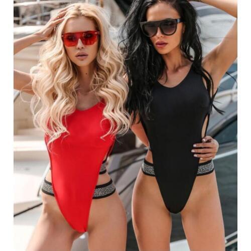 One piece swimsuit leopard high cut swimwear women bandage brief bright silk monokini brazilian thong swimsuit bodysuit