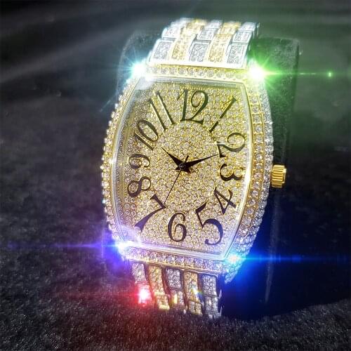 MISSFOX Weird Arabic Numerals Wristwatch Man Gold And Silver Tonneau Men Watches Hiphop Fashion Waterproof Mans Quartz Watches