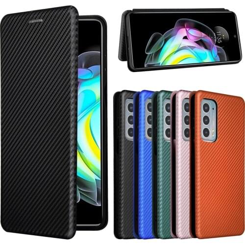 For Moto Edge 20 Case Luxury Flip Carbon Fiber Skin Magnetic Adsorption Case For Motorola Edge 20 Pro Lite Edge20 Phone Bags