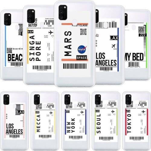 World City Travel Ticket Label Case for Samsung Galaxy F41 M01 Core M02S M12 M21S M30S M31S M42 M51 M62 A6 A7 A8 Plus 2018 Cover