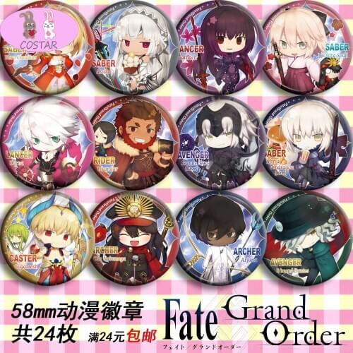 COSTAR 58MM Fate/Grand Order FGO Cosplay Bedge Cartoon Collectible Backpacks Bags Badges Clothes Brooch Pins gift for Boy Girl