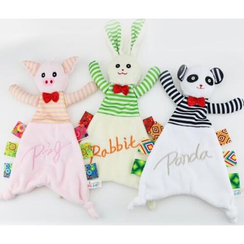 Baby Infant Plush Appease Towel Pig Rabbit Panda Animal Toy Soft Cloth Newborn Puppet Ribbon Kids Boy Girl Gift Early Learn Toys