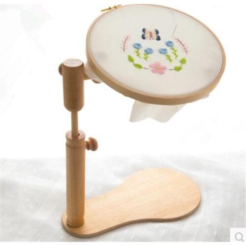 Dia24cm 9.45Inch Woode Stand Embroidery Frame Cross Stitch Rack Desk Standing Embroidery Frame Chinese Embroidery Frame Kit
