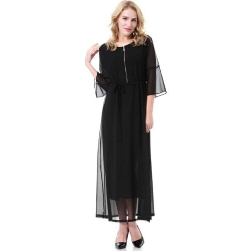 Abito lungo robe de maison orientale modest dresses for women oman jeleba vrstidos baju kurung long turkey islamic dress black