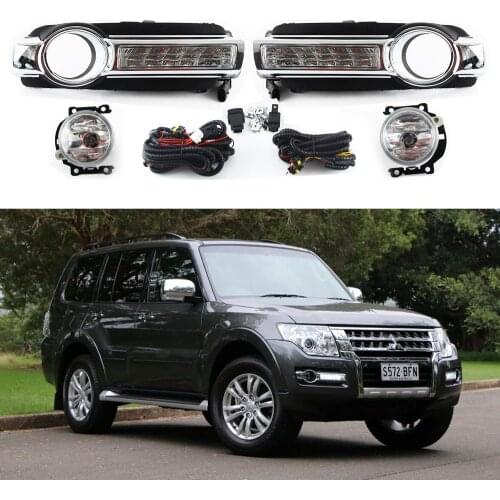 For Mitsubishi Pajero 2015-2020 LED DRL Daytime Running Light + Fog Lights Kits