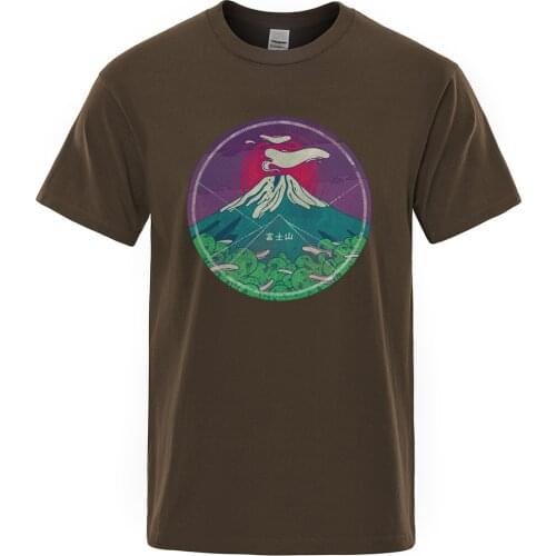 Mount Fiji Japan Culture Style Print T Shirts Men Vintage Sweat Clothing Summer Brand Tops New Crewneck Mens T-Shirts Loose Soft