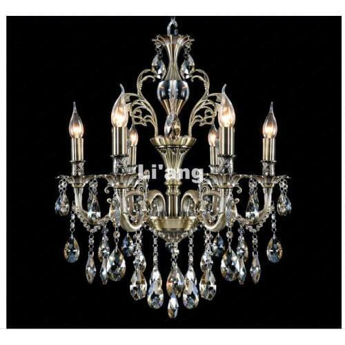 Bronze Color Crystal Chandelier Alloy Light Fitting Good Quality K9 Crystal European Decora Drop Lustre for Living Room Lighting