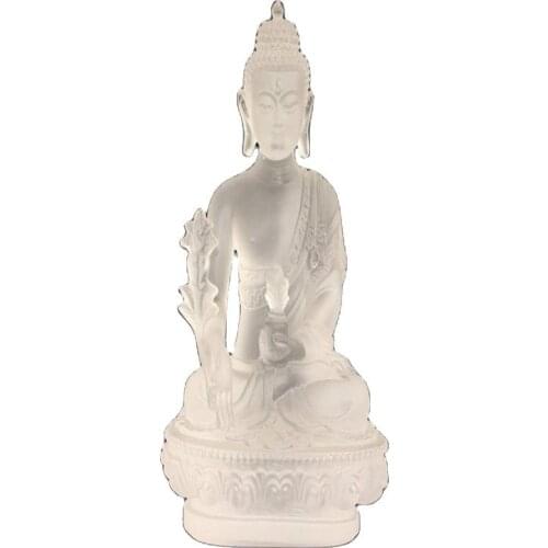 Chinese Old The colored glass depicts the White Apothecary Buddha prays to worship the Buddha