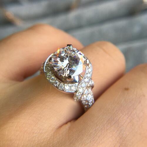 Jewelry Solid 18K White Yellow Gold Au750 1ct 6.5mm Round Cut Moissanite Ring Lab Diamond Engagement Ring Wedding Ring For Women