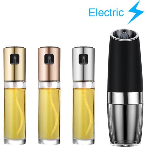 Kitchen Stainless Steel Olive Oil Sprayer Bottle Pump Oil Pot Leak-proof Electric Pepper Grinder Set BBQ Grill Cookware Tools