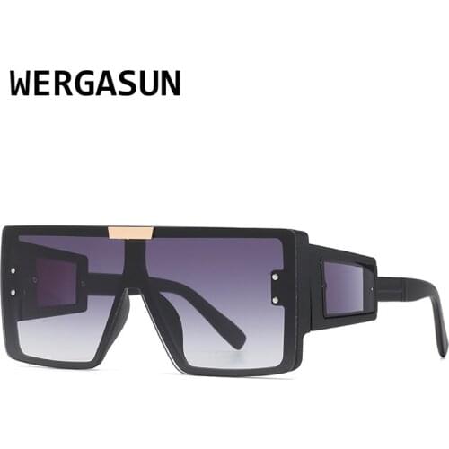 WERGASUN Fashion Brand Designer Vintage Lady Square Sunglasses Women Rivet Eyewear Flat Top Sun Glasses Female