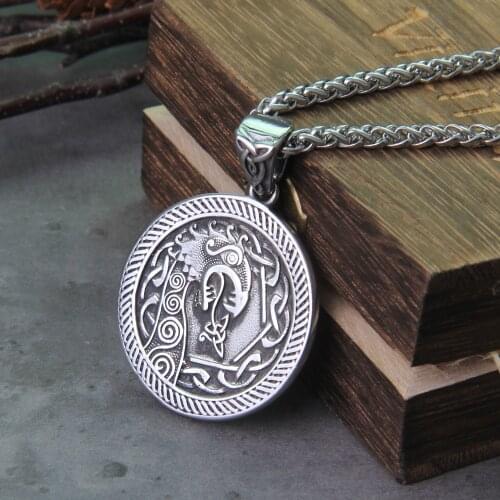 Stainless Steel Men Viking Dragon Pendant necklace as birthday gift with wooden box Never Fade