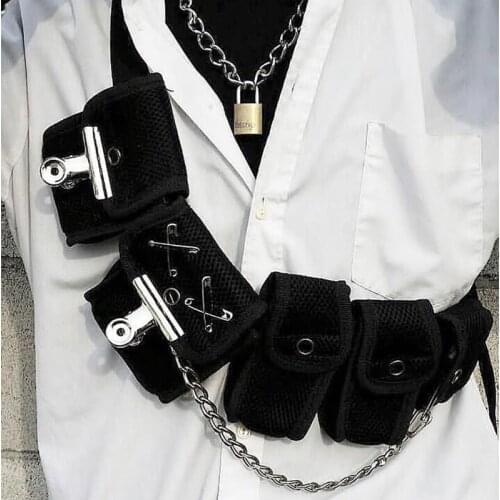 Hip Hop Chest Bag for Unisex Black Fashion Streetwear Chest Rig Fanny Pack Multi-pocket Travel Phone Belt Bag Pouch Waist Packs