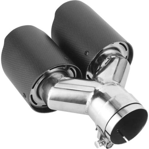 Exhaust Pipe End Universal Exhaust Tip Matte Carbon Fiber Tail Throat Y-Shaped 3.5in Dual Outlet 2.5in Inlet Tail Throat