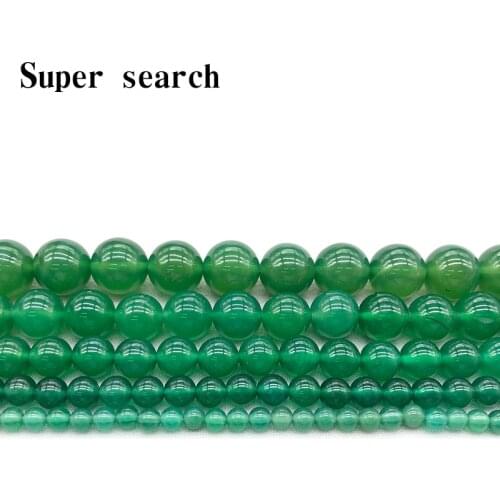 Natural Stone Green agat Round Loose Beads 4 6 8 10 12 MM Diy Charm Earrings Bracelet Woman Beads For Jewelry Making
