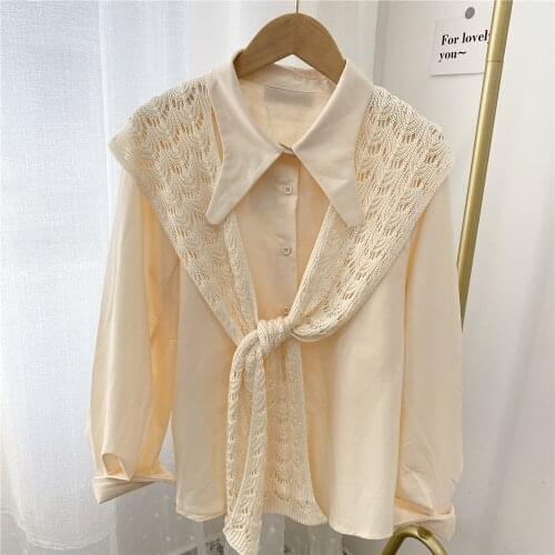 New style hollow New Knitted Shawl Womens sunscreen Shoulder Guard Neck Infrared Pierced Cloak Tied Scarf Trend W167