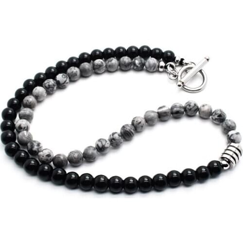 New 2021 stainless steel tiger eye map stone necklace mens titanium steel two-color tide fried street jewelry pendant gifts