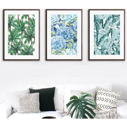 Palm Tree Banana Leaf Orchid Watercolor Wall Art Canvas Painting Nordic Posters And Prints Wall Pictures For Living Room Decor