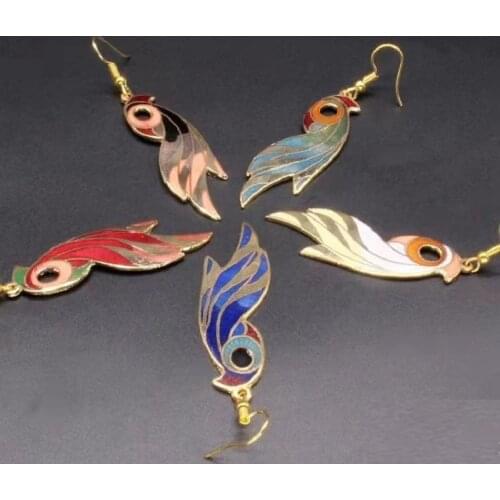 Beijing cloisonne antique Hanfu bridal makeup jewelry traditional high temperature enamel Qibao burning pendant earrings