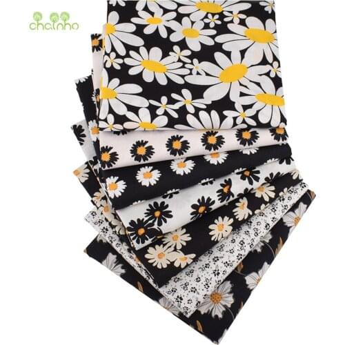 Printed Plain Cotton Fabric,Black &White Flower Series,DIY Sewing Quilting For Baby&Childrens Dress Shirt Skirt Poplin Material