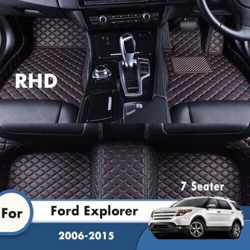 RHD Custom Car Floor Mats For Ford Explorer 2015 2014 2013 2012 2011 2010 2009 2008 2007 2006 7 Seater Carpets Car Styling Rugs