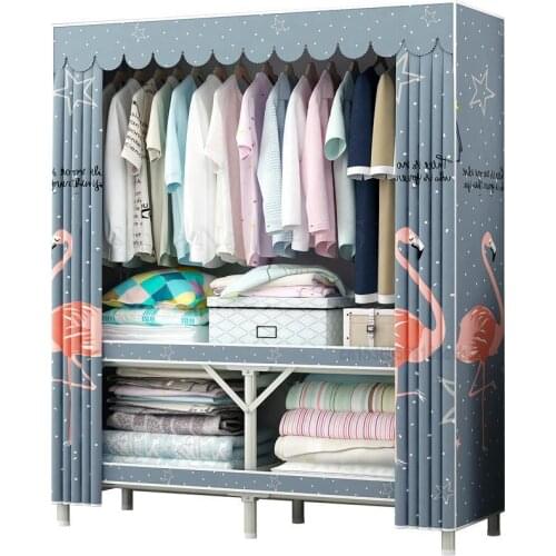 Folding Wardrobe Simple Cloth Cabinet Household Cabinet Free Installation Bedroom Modern Simple Rental Room Assembly Wardr