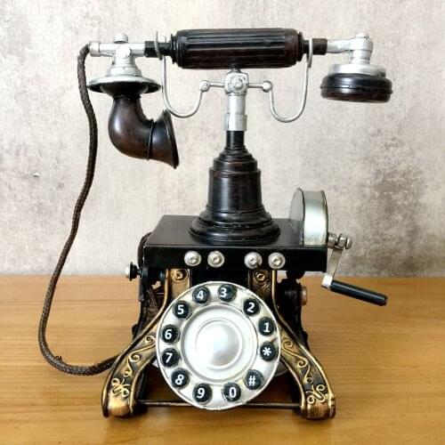 Antique Telephone-Model-Toys Gifts Vintage Ironwork Tin Retro Crafts Handicraft Window Decoration Bar Workmanship Artware