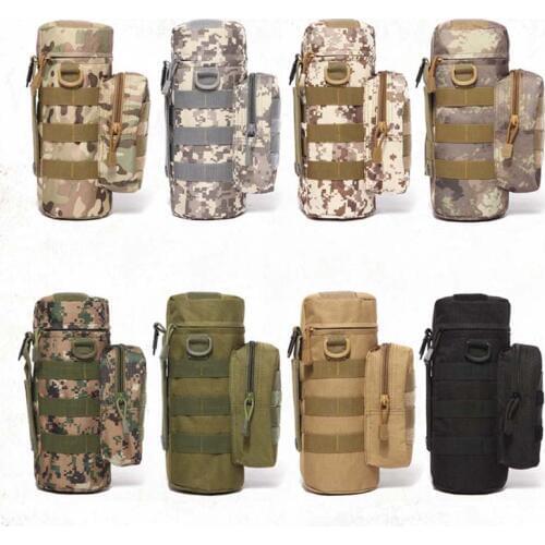 Tactical Molle Zipper Camo Water Bottle Pouches Small Mess Pouch Nylon Waterproof Waist Bag Outdoor Travel Sports Bottle Pouch