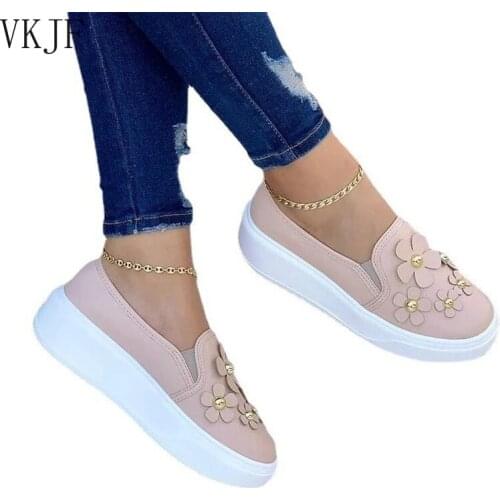 New Women Spring Autumn Shallow Flower Big Size Shoes Nubuck Flat Heels Casual Breathable Wearable Slip on Shoes
