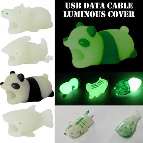 Cable Winder Luminous Cartoon USB Charger Data Cable Cord Protector Charging line saver For iphone 8 7 6 USB cable protection