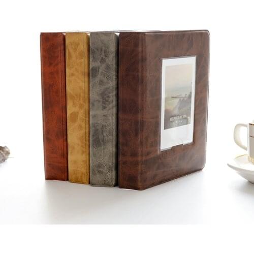 Vintage Leather Photo Album Interleaf Type 5 Inch Polaroid Collect Cardboard Scrapbook Birthday Pictue Memory Album Kid Gift