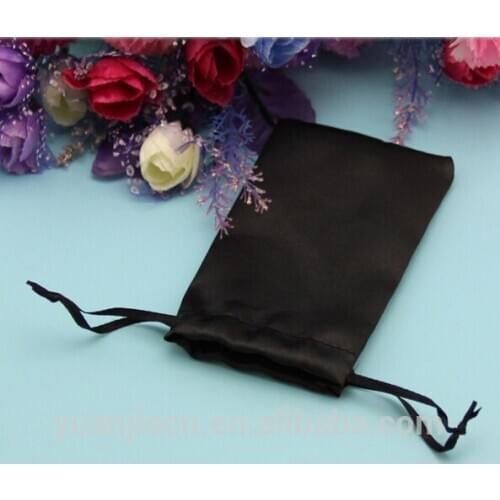 High quality satin cheap drawstring bag jewelry bag wholesale custom gift pouch size 9.5*14cm with custom logo