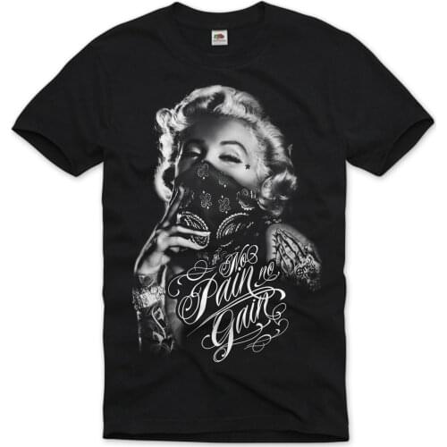 Funny Gangster Marilyn Monroe Bandana Sexy Tattoo T-Shirt. Summer Cotton Short Sleeve O-Neck Mens T Shirt New