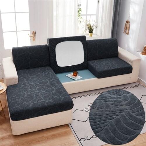 Leaf Jacquard Sofa Cushion Cover Elastic Seat Cushion Decor Cover Kids Pets Non-slip Slipcover Furniture Couch Cover