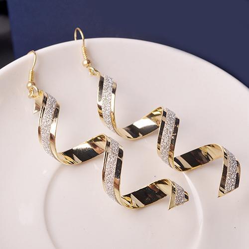 Women Fashion Faux Rhinestone Twist Spiral Long Dangle Earrings Gift 2019 New Shipping