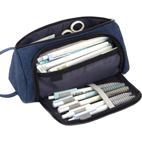 Womens Large Capacity Canvas Pencil Case Multifunctional Stationery Box Simple And Cute Style Kawaii Pencil Cases Bag Estuche