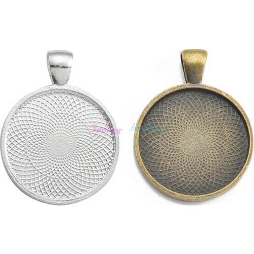 10pcs Fit 1'' 25mm Round DIY Cameo Glass Cabochon Setting Base Blank Bezel Tray Pendant Settings Jewelry Findings