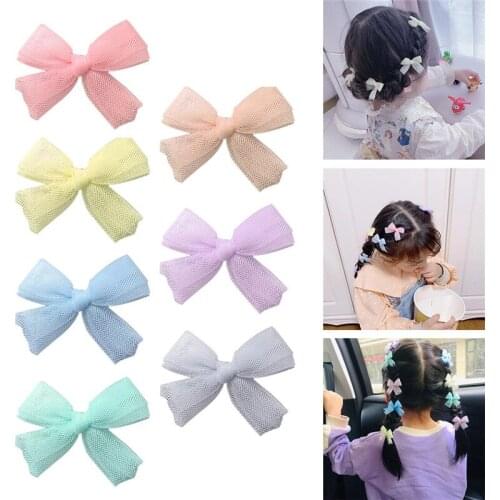 10PCS Hair Bowknot Barrette Small Solid Color Bowknot Hair Clip Duckbill Clip Hair Clips Hairpins Barrette Headwear For Girls