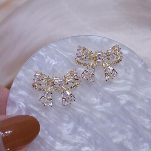 14K Real Gold Knot Stud Earrings for Women Delicate Jewelry Simple Style Zirconia Earrings