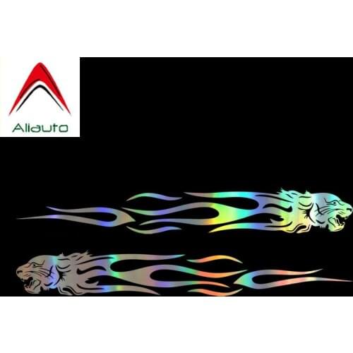 Aliauto 2 X Fashion Car Sticker Tiger Flame Automobiles Motorcycles Accessories Vinyl Decal for Lada Kia Mazda Passat,22cm*3cm
