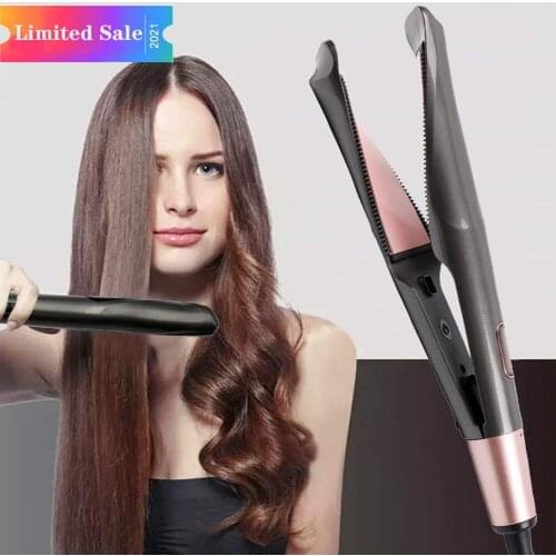 2 in 1 Twist Straightening Curling Iron Professional Hair Straightner and Curler in One Dual Voltage Flat Irons