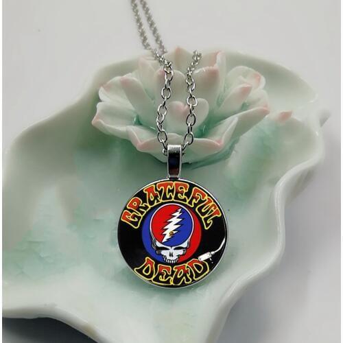 2018 Hot Fashion Pendant Necklace Grateful Dead Picture Jewelry Glass Cabochon Pendant Necklace