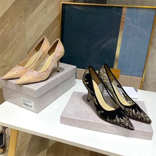 2021 New Fashion Womens High Heels Genuine Leather Pumps Luxury Brand Shoes Large Size 34-42 Hot Sell Ladies Wedding Pumps